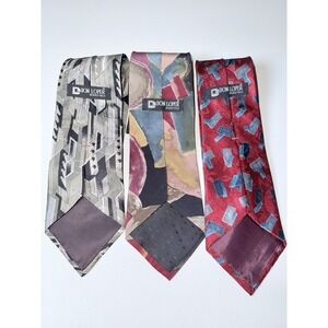 Don Loper‎ Beverly Hills 100% Italian Silk Tie Set Abstract Vintage Lot 3